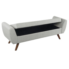 Rae Storage Bench Ottoman with Arms, Light Gray Woven Fabric, 60 Inch