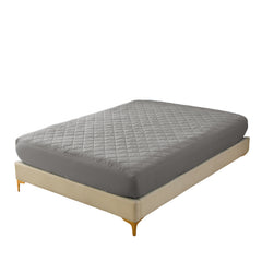 Diamond Grid Ultrasonic Waterproof Mattress Protector Gray Size Q