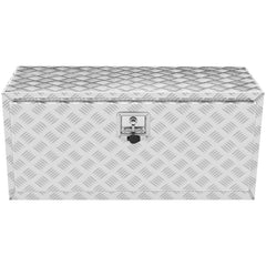 Underbody Truck Box, 36"×14"×16" Pickup Storage Box, Heavy Duty Aluminum Diamond Plate Tool Box with Lock and Keys, Waterproof Trailer Storage Box with T-Handle Latch for Truck, Van, Trailer