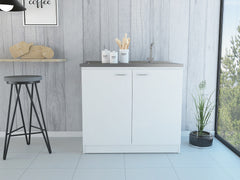 Oklahoma Utility Sink, Double Door Cabinet, Stainless Steel Countertop