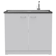 Oklahoma Utility Sink, Double Door Cabinet, Stainless Steel Countertop