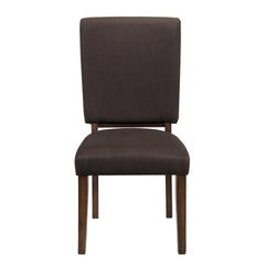 Chocolate Brown Color Fabric Upholstered Side Chairs 2pc Set Walnut Finish Wooden Frame Dining Furniture