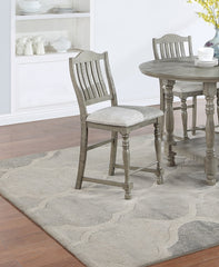 Classic Light Grey Plush Upholstered Cushion Chairs Set of 2pc High Dining Chair Open Slats Back Design