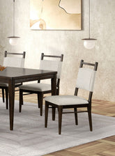 Dark Walnut Side Chairs Upholstered Seat 100% Polyester Kitchen Dining Room Set of 2pc Dining Chairs