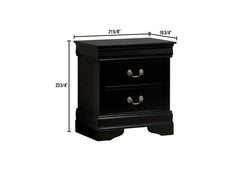 1pc Nightstand Black Louis Philippe Solid wood English Dovetail Construction Antique Nickle Hanging Pulls