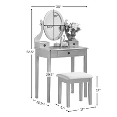 Moniys Wood Moniya Makeup Vanity Table and Stool Set, Blue