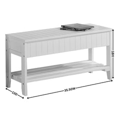 Quality Solid Wood Shoe Bench with Storage, White