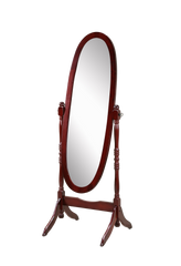 Traditional Queen Anna Style Wood Floor Cheval Mirror, Cherry Finish