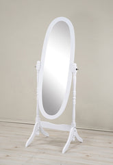 Traditional Queen Anna Style Wood Floor Cheval Mirror, White Finish