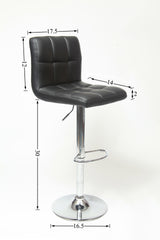 Swivel Faux Leather Adjustable Hydraulic Bar Stool, Set of 2, Gray