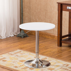 Adjustable Wood and Metal Bar Table in White