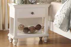 Modern Bedroom Nightstand White Color Wooden 1 Drawers And Shelf Bed Side Table Plywood