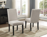 Biony Fabric Dining Chairs with Nailhead Trim, Set of 2, Tan