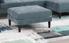 Beautiful Mineral Color Ottoman Morgan Fabric 1pc Ottoman Soft Cushion Wood Legs Living Room Furniture