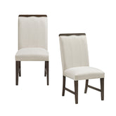 Contemporary Dining Set of 2 Side Chairs Beige Fabric Upholstery Brown Finish Wooden Furniture