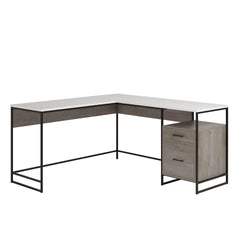 L-Shaped Desk with Minimalist Design, Brown finish