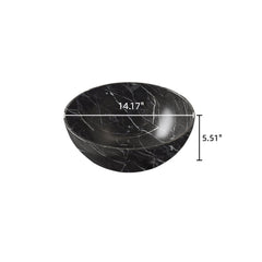 14'' Bathroom Bowl Ceramic Sink with Stone Pattern, No Faucet, Matte Black