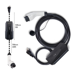 Level 1+2 Portable EV Charger, 16 Amp 120V or 240V, Electric Vehicle Charger with 28-Foot Charging Cable NEMA 6-20P Plug NEMA 5-15 Adapter, Plug-in Home EV Charging Station for SAE J1772 EVs