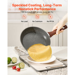 3 Piece Frying Pan Aluminum Skillet Set 9.5 11 12 in Nonstick Pre-Seasoned Grey