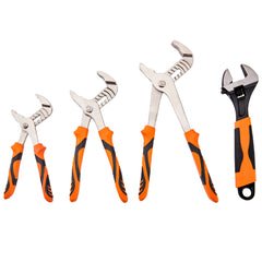 8-Piece Pliers Set, High Carbon Steel, 12"/10"/8" Groove Joint Pliers, 8" Linesman's Pliers, 6" Slip Joint Pliers, 8" Long Nose Pliers, 6" Diagonal Cutter, 10" Adjustable Wrench, and Tool Bag