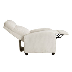 Modern Push Back Recliner Chair Beige Soft Corduroy Upholstery Comfort Solid Wood Living Room Furniture 1pc