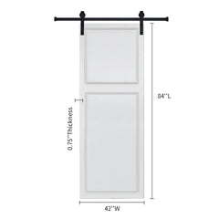 2-Panel Cottage style door 3/4" thick 42 in. x 84 in. MDF White Barn Sliding Door With Hardware kit