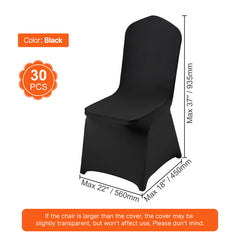 Stretch Spandex Folding Chair Covers, Universal Fitted Chair Cover, Removable Washable Protective Slipcovers, for Wedding, Holiday, Banquet, Party, Celebration, Dining (30PCS Black)