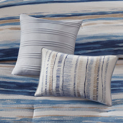 8 Piece Printed Seersucker Comforter and Quilt Set Collection Blue King/Cal King