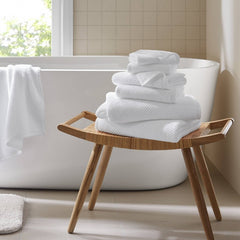6-Piece 100% Cotton Quick Dry Diagonal Ribbed 6pcs Towel Set, White