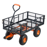 Dump Cart, Metal Garden Dump Cart with Easy to Assemble Frame, Dump Wagon with 2-in-1 Convertible Handle, Utility Wheelbarrow 880 lbs Capacity, 10 inch Tires
