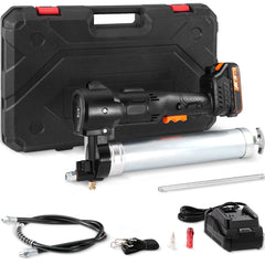 Cordless Grease Gun, 20-Volt, 10,000 PSI, 39" Long Hose, Electric Grease Gun Kit Professional High Pressure Battery Powered Grease Gun with Carrying Case, Battery and Charger Included, Black