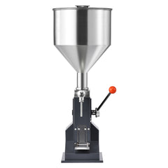 Manual Paste Liquid Filling Machine, 5-100ml Bottle Filler, Adjustable Bottle Filling Machine, Stainless Steel Liquid Filler with Hopper for Milk Water Juice Essential Oil Shampoo Cosmetic Honey