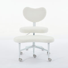 Meditation Chair Plus, Cross Legged Chair with Wheels, ADHD Chair, Criss Cross Desk Chair with Lumbar Support and Adjustable Stool, Flexible Design for Fidgety Sitters, Ivory