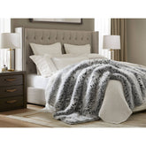 1-Piece 60x80" Faux Fur Throw Blanket,Snow Leopard