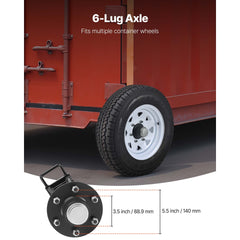 Shipping Container Wheels 6-Lug Wheels Kit, Heavy Duty Shipping Container Axle with Ratchet Tie Down-Moves 20 ft - 40 ft, Secure Transport for Dock, Warehouse, Construction Site, Black