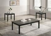 Gray Finish Contemporary Style 3pc Table Set 1x Coffee Table 2x End Table Faux Marble Top Wooden Legs Primary Living Room