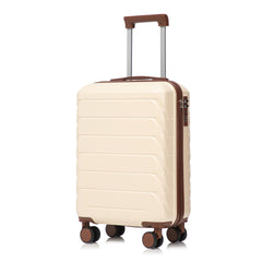 14"/20" 2 pcs/set in ABS Spinner Wheel Luggage, with Combination Lock,14" Cosmetic Case (Beige)