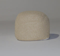 SEMI-Rounded Pouf - Cable Knitted - Handmade - Perfect Seating for Children and Adults - Footrest for Living Room or Bedroom - 100% Cotton Pouf (21" X 21" X 18")