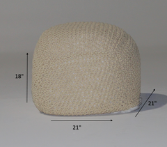 SEMI-Rounded Pouf - Cable Knitted - Handmade - Perfect Seating for Children and Adults - Footrest for Living Room or Bedroom - 100% Cotton Pouf (21" X 21" X 18")