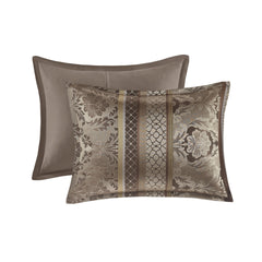 7 Piece Jacquard Comforter Set Brown/Gold King