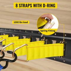 E Track Tie-Down Rail Kit, 30PCS 5FT E-Tracks Set Includes 4 Steel Rails & 2 Single Slot & 8 O Rings & 8 Tie-Offs w/D-Ring & 8 End Caps, Securing Accessories for Cargo, Motorcycles, and Bikes