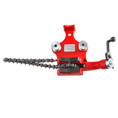 Screw Bench Chain Vise 1/8 to 5-Inch Pipe Capacity, Heavy Duty Bench Chain Pipe Vise with Crank Handle, Neoprene-Coated Jaw, Cast Iron Material Ideal for a Variety of Pipes