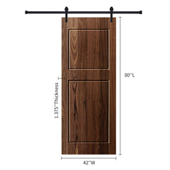 Modern 2-Panel 42 in. x 80 in. Wood Dark Walnut Barn Sliding Door With Hardware kit