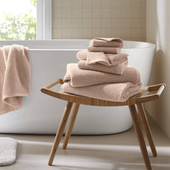 6-Piece 100% Cotton Quick Dry Diagonal Ribbed 6pcs Towel Set, Beige