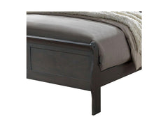 Classic Contemporary Queen Size Bed Gray Louis Phillipe Solidwood 1pc Bed Bedroom Sleigh Bed Furniture
