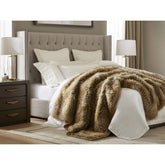1-Piece 60x80" Faux Fur Throw Blanket,Bobcat