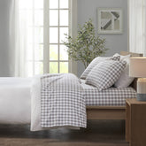 4 PCS Cal King Printed Sheet Set Gray Herringbone Check