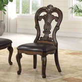Traditional Style 2pc Side Chair Ornate Corbels Dark Brown Finish Dining Room