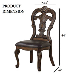 Traditional Style 2pc Side Chair Ornate Corbels Dark Brown Finish Dining Room