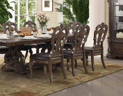 Traditional Style 2pc Side Chair Ornate Corbels Dark Brown Finish Dining Room